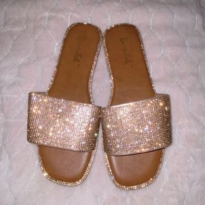Gold rhinestone sandals